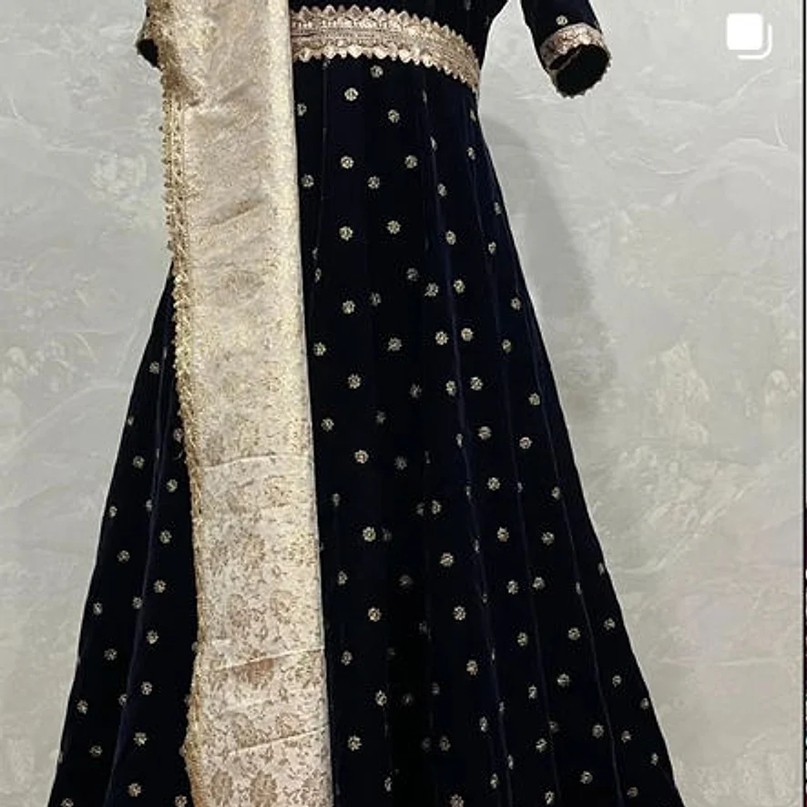 Black velvet lehenga with gold work